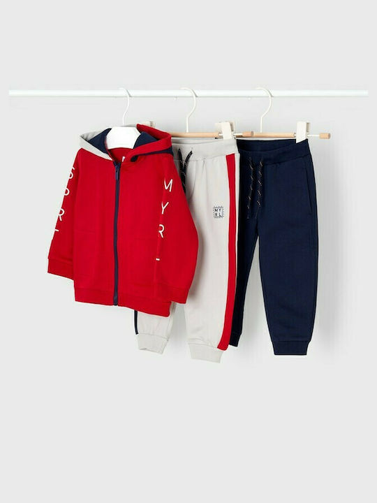 Mayoral Kids Sweatpants Set Red 3pcs