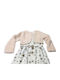 Girls Dress Long Sleeve Set of 2 with Coat and Accessories Beige
