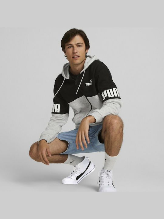 Puma Power Ανδρική Φούτερ Ζακέτα με Κουκούλα και Τσέπες Πολύχρωμη