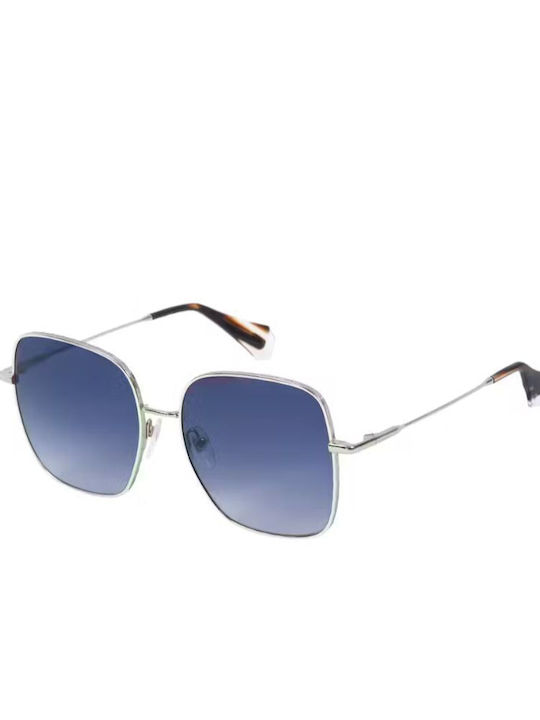 Gigi Barcelona Hannah Unisex Sunglasses with Silver Metal Frame and Blue Gradient Lens 6693/5