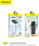 Awei P130K Ηλιακό Power Bank 10000mAh με 2 Θύρες USB-A και Θύρα USB-C Quick Charge 3.0 Μαύρο