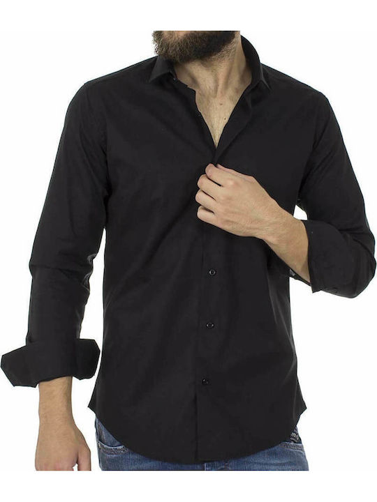 Long-sleeved Cotton Shirt Black