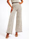 Women's Fabric Trousers in Regular Fit Leopard Gray