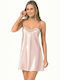 Primoda Sommer Satin Damen Nachthemd Rosa