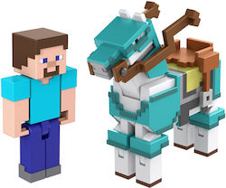 Mattel Jucărie Miniatură Minecraft Steve și Calul Blindat pentru 6+ Ani