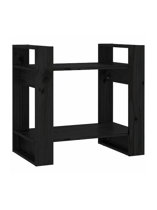 Floor Solid Wood Bookcase Black 60x35x57cm
