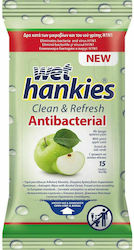 ΜΕΓΑ Wet Hankies Clean & Refresh Antibacterial Dezinfectante Servetele Pentru mâini 15buc Green Apple