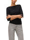 Panda Women's Blouse with 3/4 Sleeve Black
