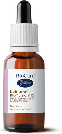 BioCare Nutrisorb BioMulsion D Βιταμίνη για Ενίσχυση του Ανοσοποιητικού & την Υγεία των Οστών 1000iu Λεμόνι 15ml