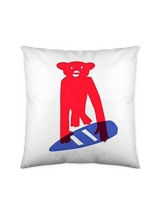 Kids Square Throw Pillow Cover Sun Beach 50x50cm White