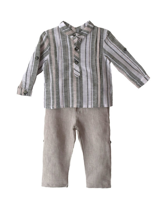 Nst Nastasia Baptism Suit for Boys Linen Holcomb Barron Green 2 Pieces