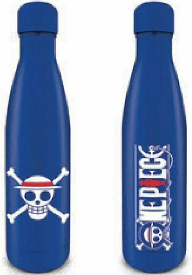 Pyramid International Pirates Emblem Kinder Trinkflasche aus Aluminium Viz Media Untertitel Shogakukan Thermos mit Stroh Blau 540ml