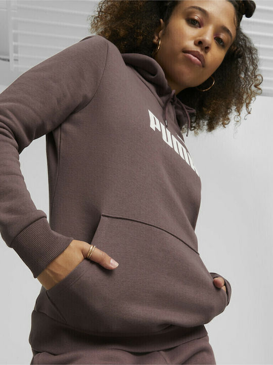 PUMA Ess Logo Γυναικείο Φούτερ με Κουκούλα Μωβ