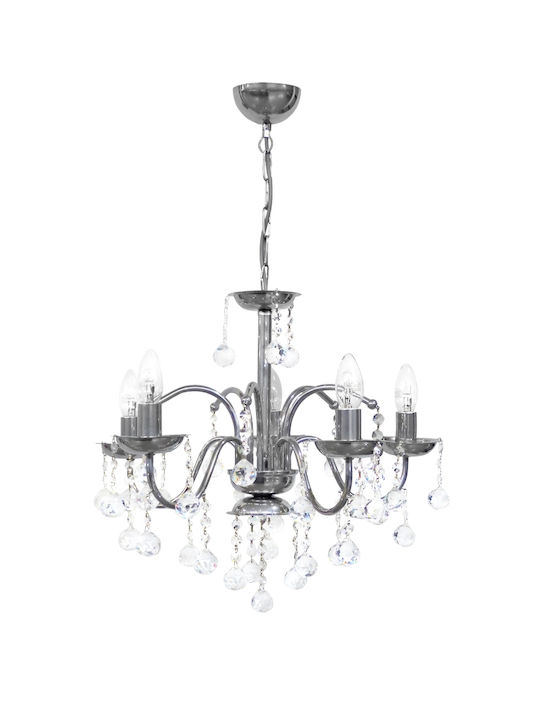 Heronia Chandelier with Crystals 5xE14 Gray 55cm 01-0316