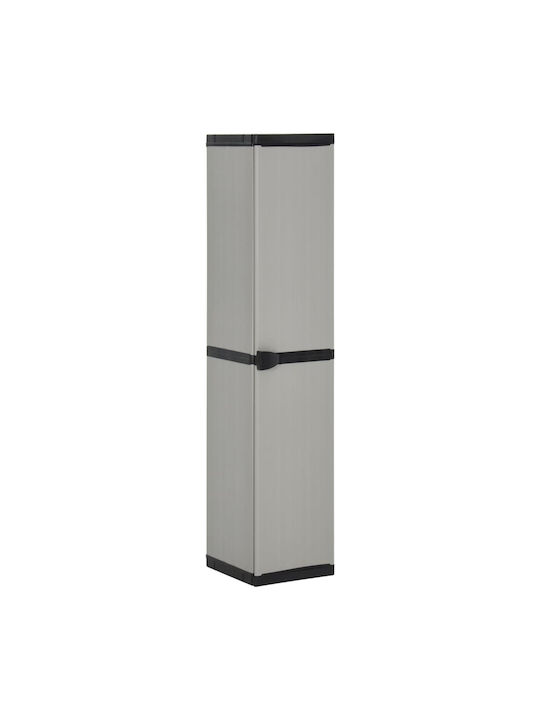 Plastic Single-Door Wardrobe with 3 Shelves Γκρι / Μαύρο 34x40x168cm