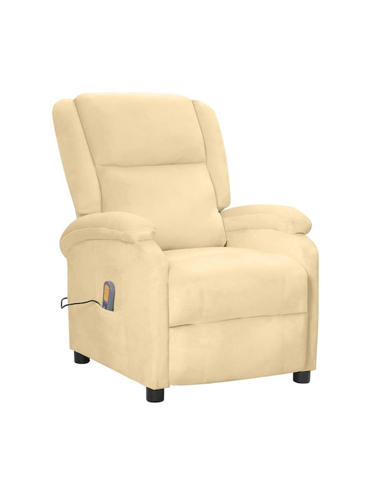 Πολυθρόνα Relax Massage με Υποπόδιο Βελούδινη Κρεμ 70x93x98cm