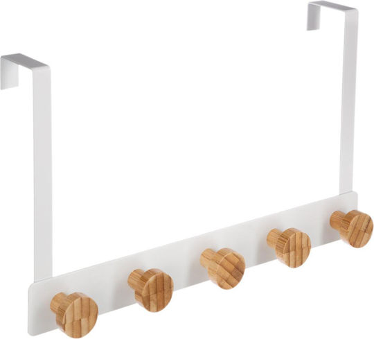 5Five Κρεμάστρα Πόρτας F-V Hooks White 5 Θέσεων Μεταλλική 33.3x8.2x20εκ.