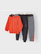 Mayoral Kids Sweatpants Set Orange 3pcs