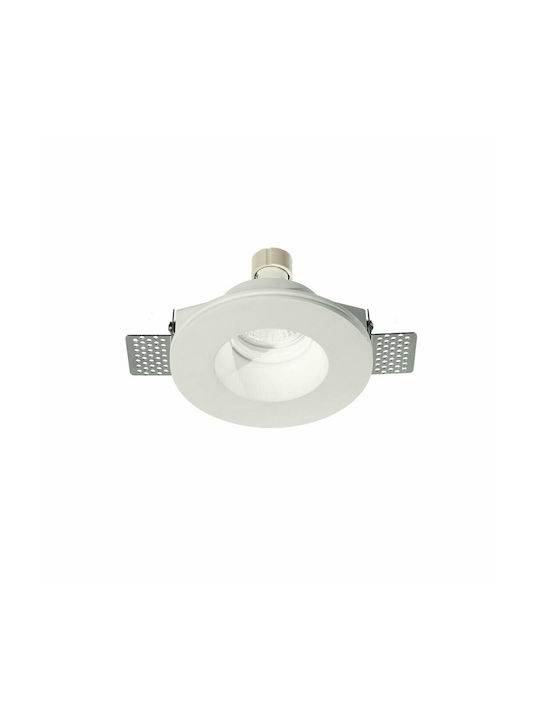 Ondaluce Jazz Round Plaster Recessed Spot with Socket GU10 White 10x10cm.