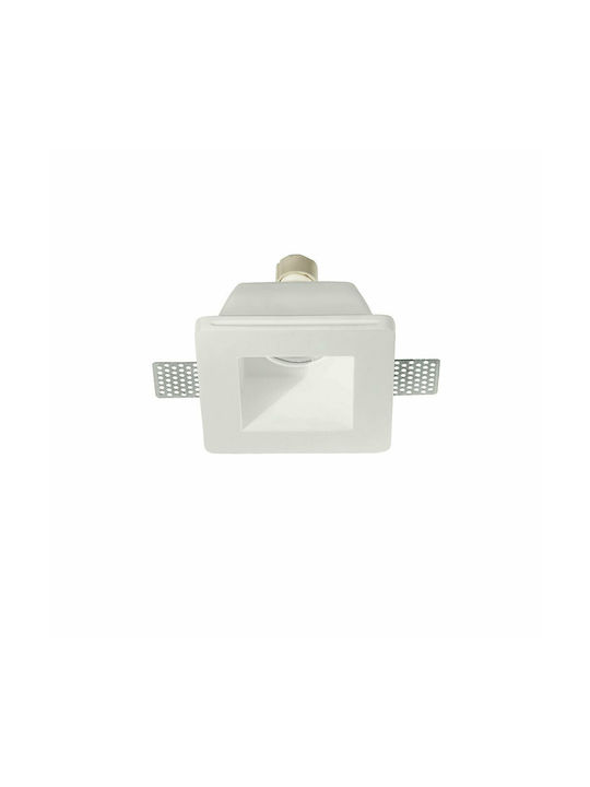 Ondaluce Rumba Square Plaster Recessed Spot White 10x10cm.