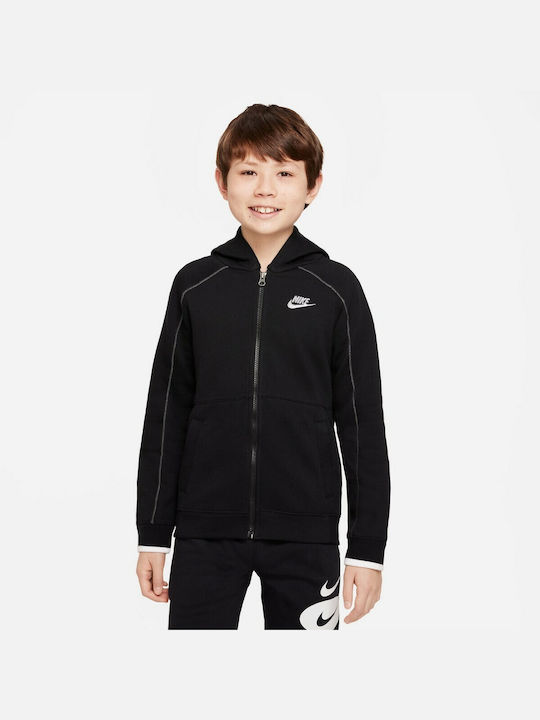 Nike Αθλητική Παιδική Ζακέτα Φούτερ με Κουκούλα Μαύρη Sportswear Amplify