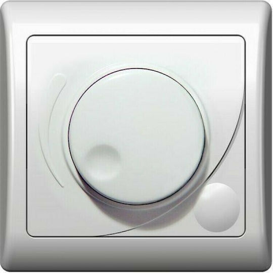 Ospel Χωνευτός Διακόπτης Dimmer με Πλαίσιο Universal Περιστροφικός σε Λευκό Χρώμα