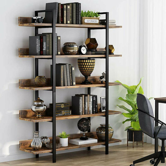 Bibliotecă Almond Nuc / Negru 119x27x185cm