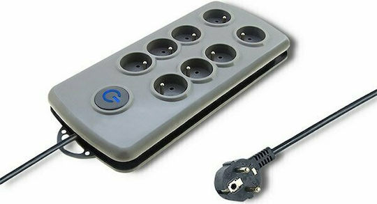 Qoltec Power Strip with Surge Protection 8 Positions with Switch and Cable 2.5m Gray