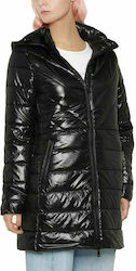 Calvin Klein Women's Long Puffer Jacket for Winter with Hood Black