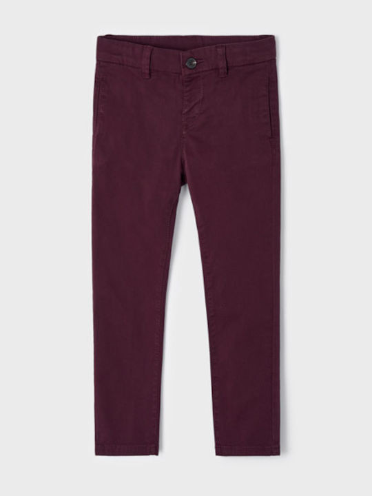Kids' Chino Fabric Pants Burgundy