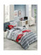 Mc Decor Fast Cars Set Kids Duvet Cover Single with Pillowcase Cotton Gray / Red 160x240cm
