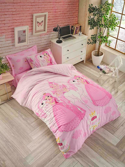 Mc Decor Подредба Детско Завивка Едноспално с Калъфка Princess Horse Розова 160x240см