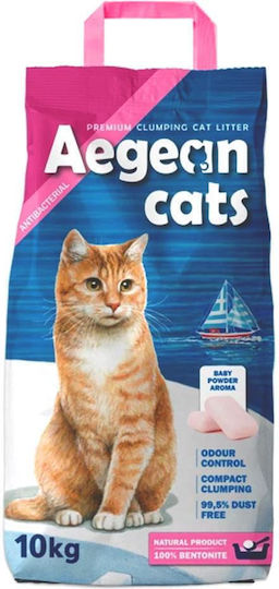 Aegean Cats Bentonite Cat Litter Fine-Grained with Scent Baby Powder 10kg