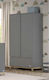 Zoom Dark Δίφυλλη Ντουλάπα με 1 Συρτάρι Γκρι 100x54x190cm