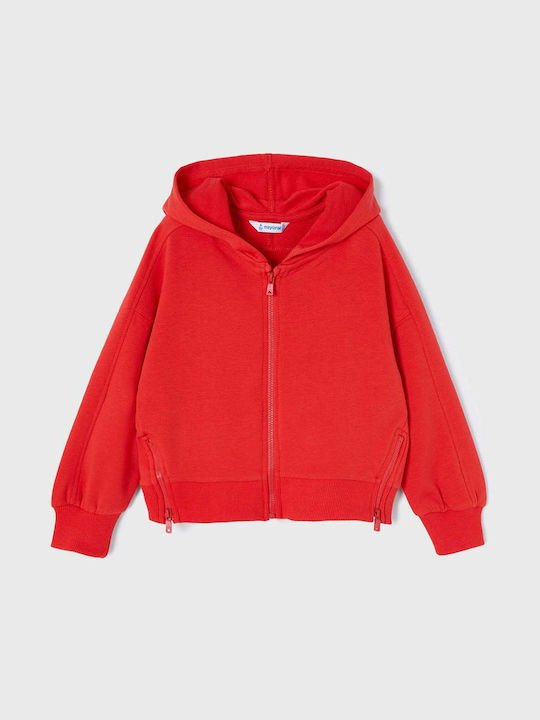 Mayoral Girls Hooded Sweatshirt with Zipper Red