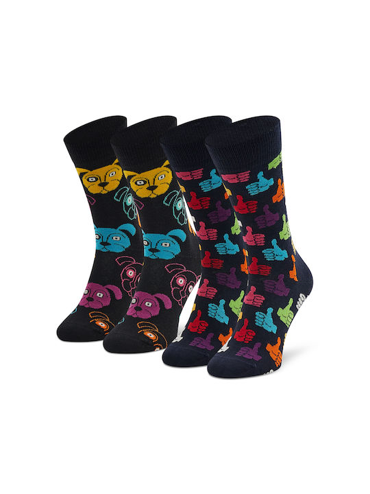 Happy Socks Ανδρικές Κάλτσες με Σχέδια Μαύρες 2Pack