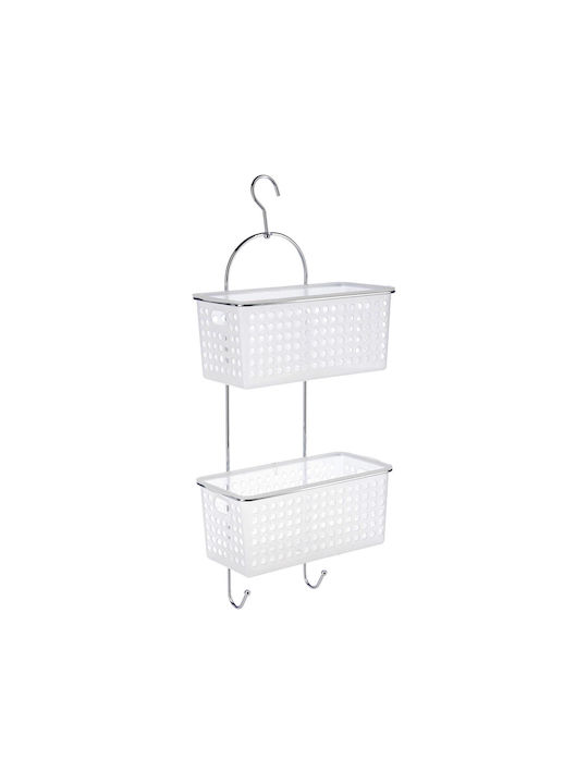 Spitishop F-V Montat pe perete Raft de Baie Plastic cu 2 Rafturi 29.5x14.5x64.5cm