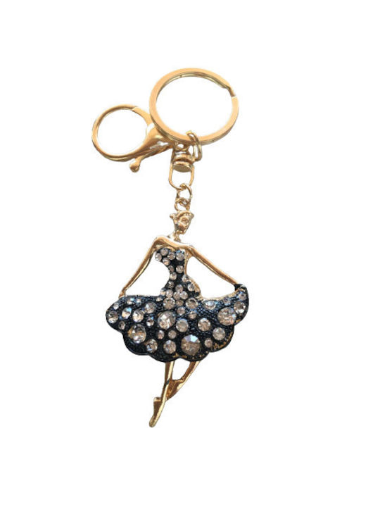 Metal keychain Ballerina Black