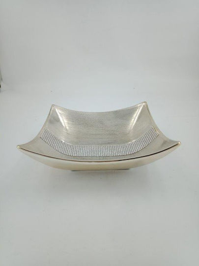 Karvounis Square Ceramic Decorative Platter Silver 25x25x8cm