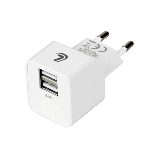Lampa Φορτιστής Χωρίς Καλώδιο με 2 Θύρες USB-A 12W Λευκός (L3869.0)