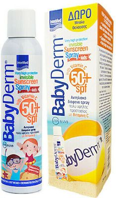 Intermed Babyderm Αδιάβροχο Παιδικό Αντηλιακό Spray για Πρόσωπο & Σώμα SPF50 200ml & Δώρο Μπάλα Θαλάσσης