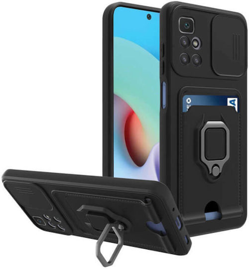 Bodycell Multifunction Back Cover Plastic with Strap and Card Slot Black (Redmi 10 / 10 2022)