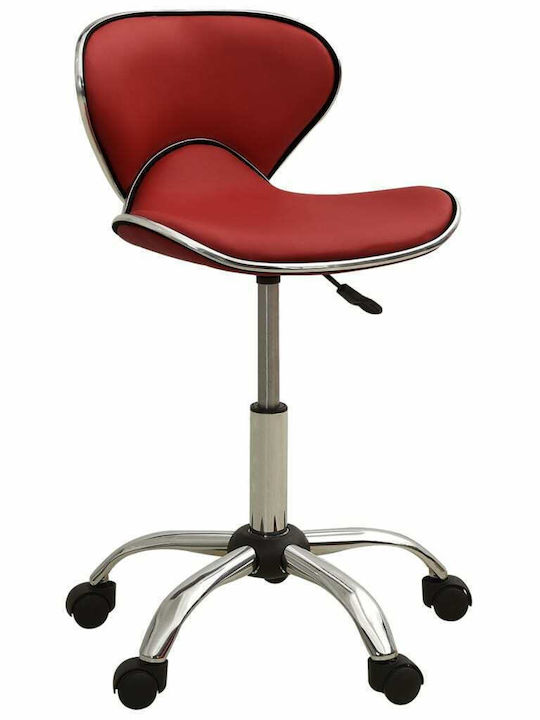 Office Desk Stool with Backrest Burgundy 46.5x48x69cm