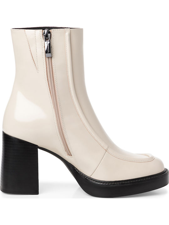 Leder Stiefeletten Damen Beige
