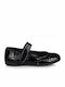 Kids Patent Leather Ballerinas with Hoop & Loop Closure Black