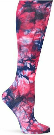 Nurse Mates Tie Dye Socks Calf High Graduated Compression Compression graded socks 12-14 MmHg 12-14 mmHg Navy/Magenta Tie Dye