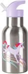 Crocodile Creek Kids Stainless Steel Thermos Water Bottle with Straw Lilac 400ml