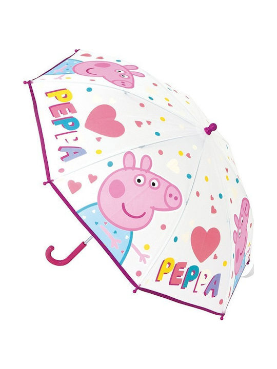 Safta Kinder Regenschirm Gebogener Handgriff Automatisch Peppa Pig Bunt