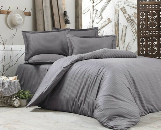 MayHome Duvet Cover Set Cotton Satin Single with Pillowcase 160x240 Gray