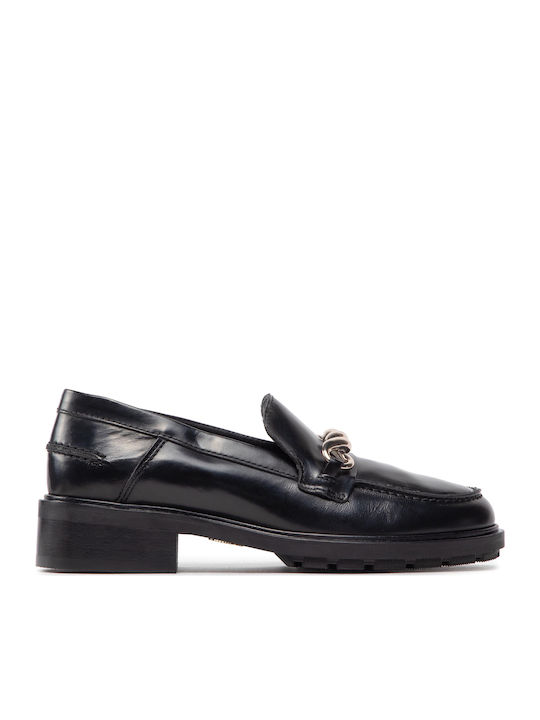 Leather Women's Moccasins in Black Color